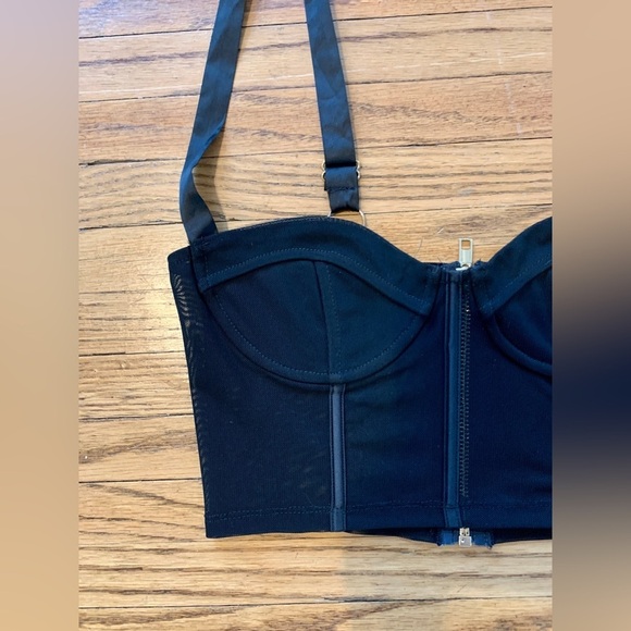 White fox festival bra top Black Sexy Bustier Push Up Mesh Biker XS Gold - Picture 5 of 12